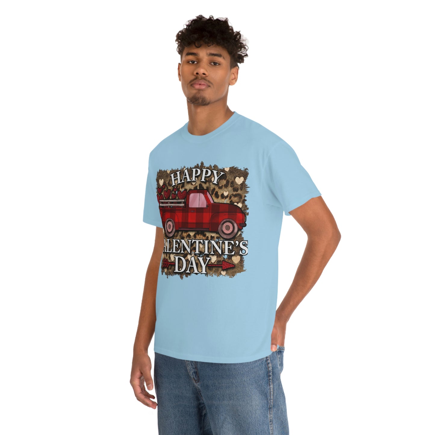 Happy Valentine Country Truck Shirt, Unisex Heavy Cotton Tee