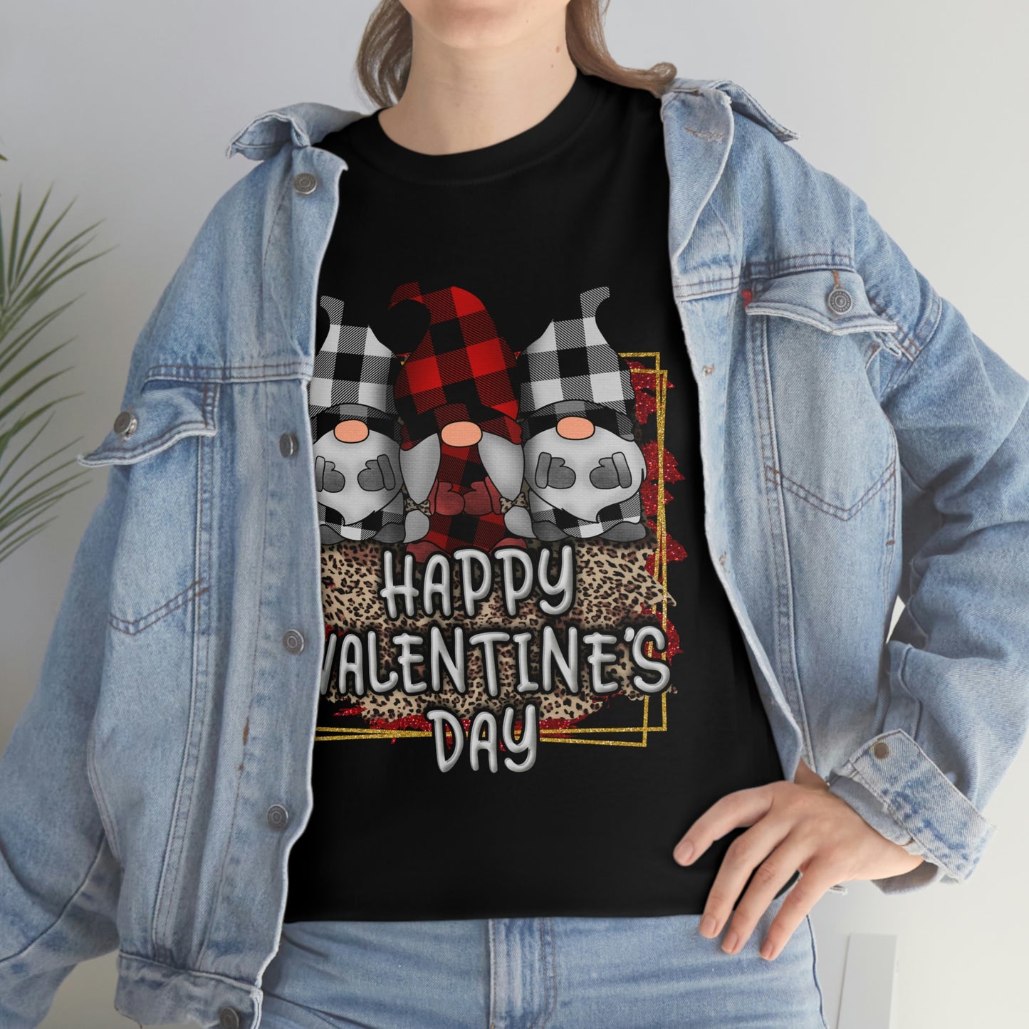 Gnome Buffalo Plaid Valentine Tshirt, Valentine Shirt, Gnome Shirt ,Unisex Heavy Cotton Tee