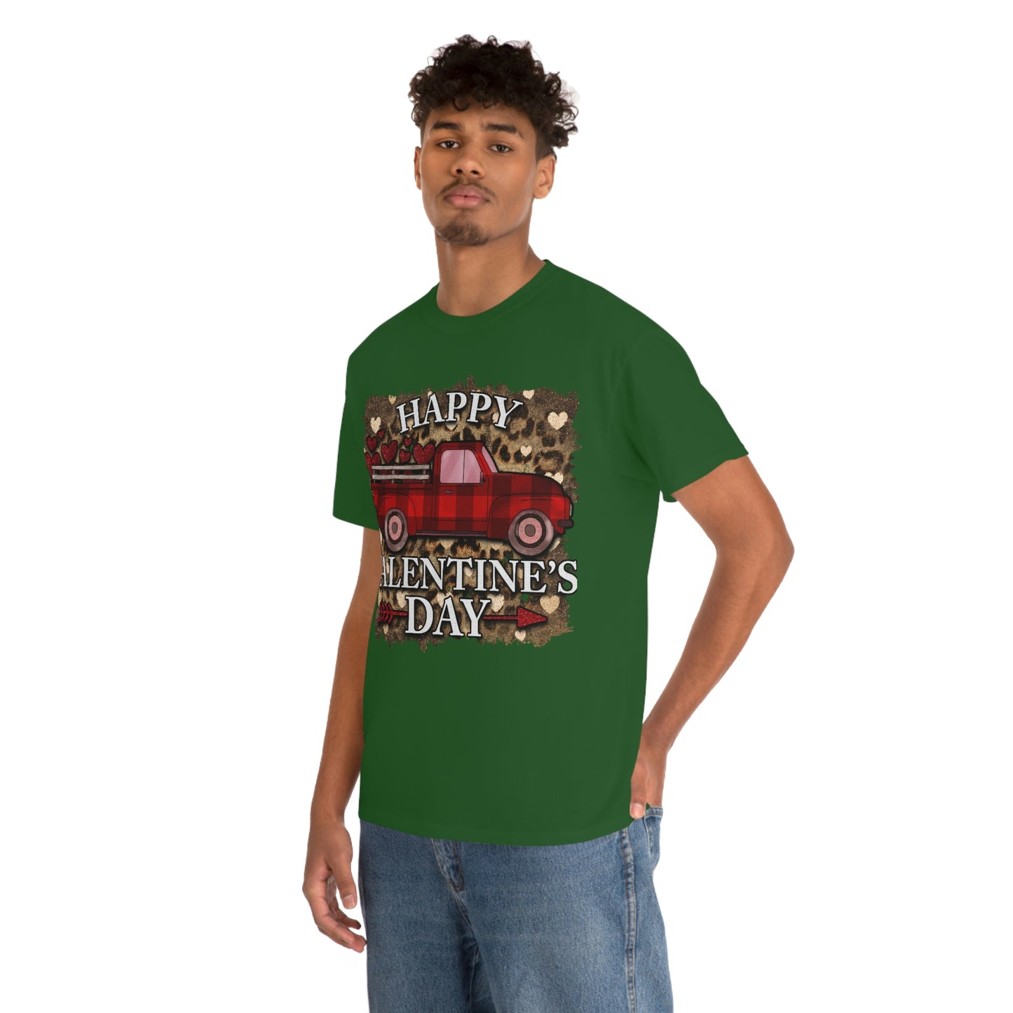 Happy Valentine Country Truck Shirt, Unisex Heavy Cotton Tee