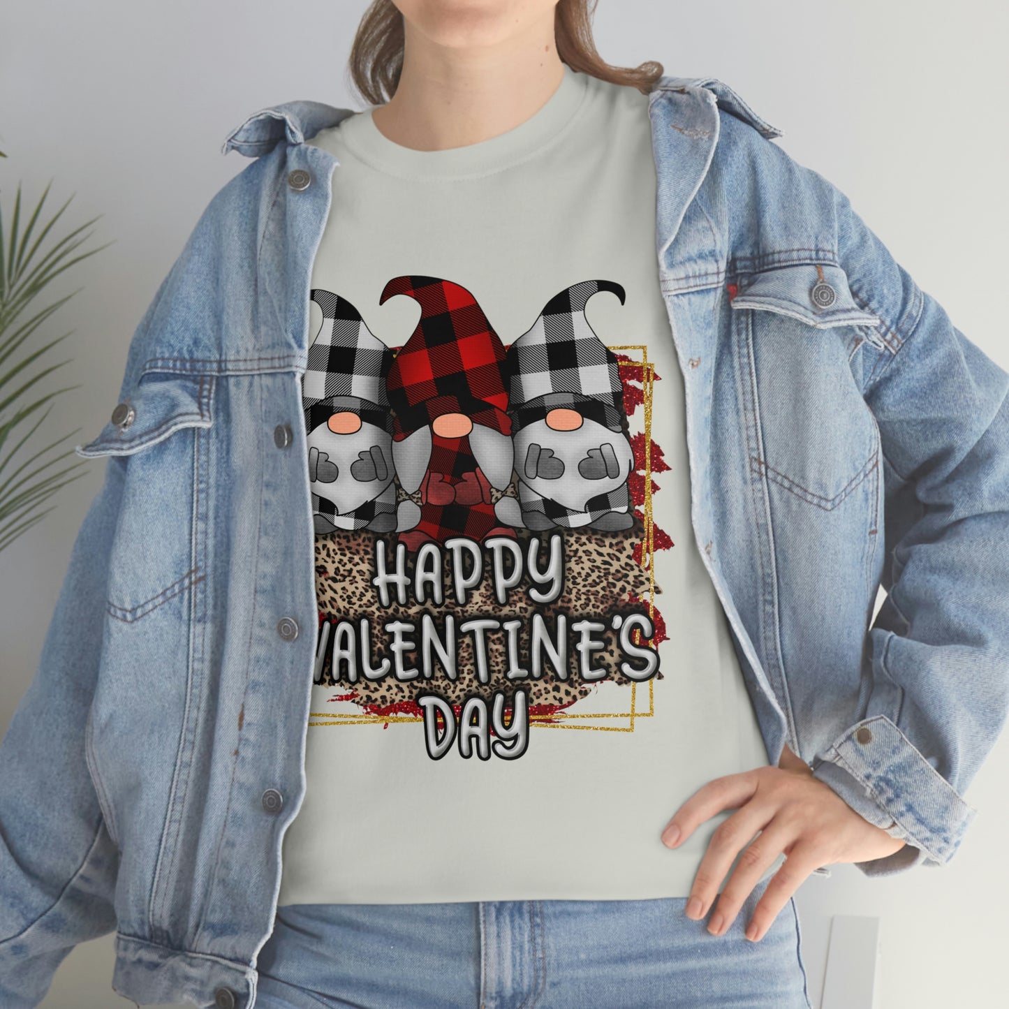 Gnome Buffalo Plaid Valentine Tshirt, Valentine Shirt, Gnome Shirt ,Unisex Heavy Cotton Tee