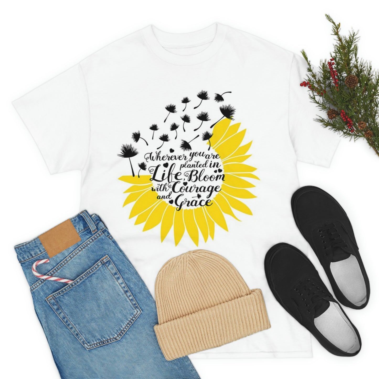 Sunflower Inspirational Shirt, Mother's day, Woman Shirt, Unisex Heavy Cotton Tee