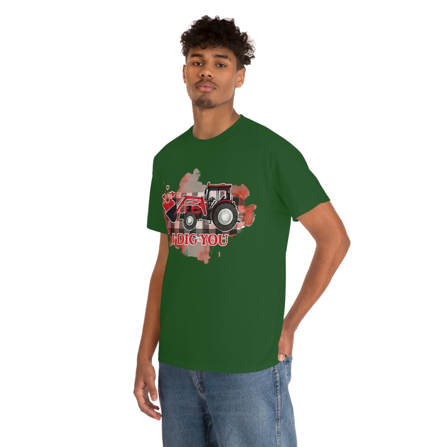 I Dig You Tractor Valentine Tshirt Unisex Heavy Cotton Tee