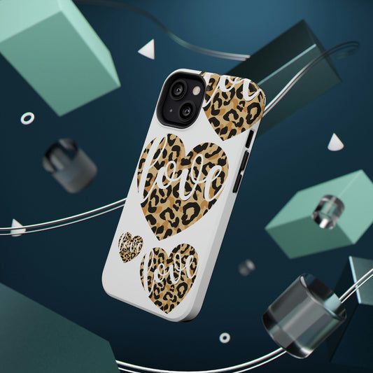 Love with leopard heart phone case Impact-Resistant Cases