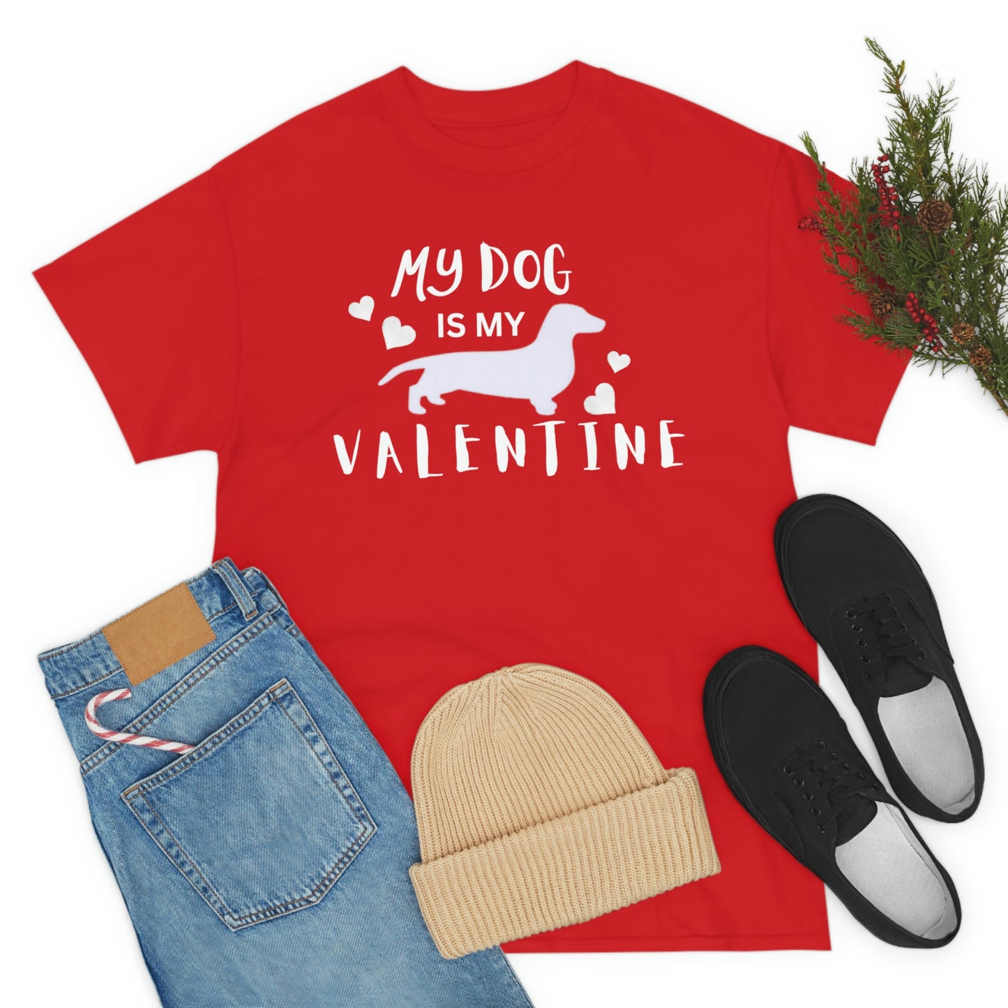 Dog Lover Valentine T shirt, My Dog is my Valentine Tshirt, Mom Dog Heart Tshirt, Pet lover Unisex Heavy Cotton Tee