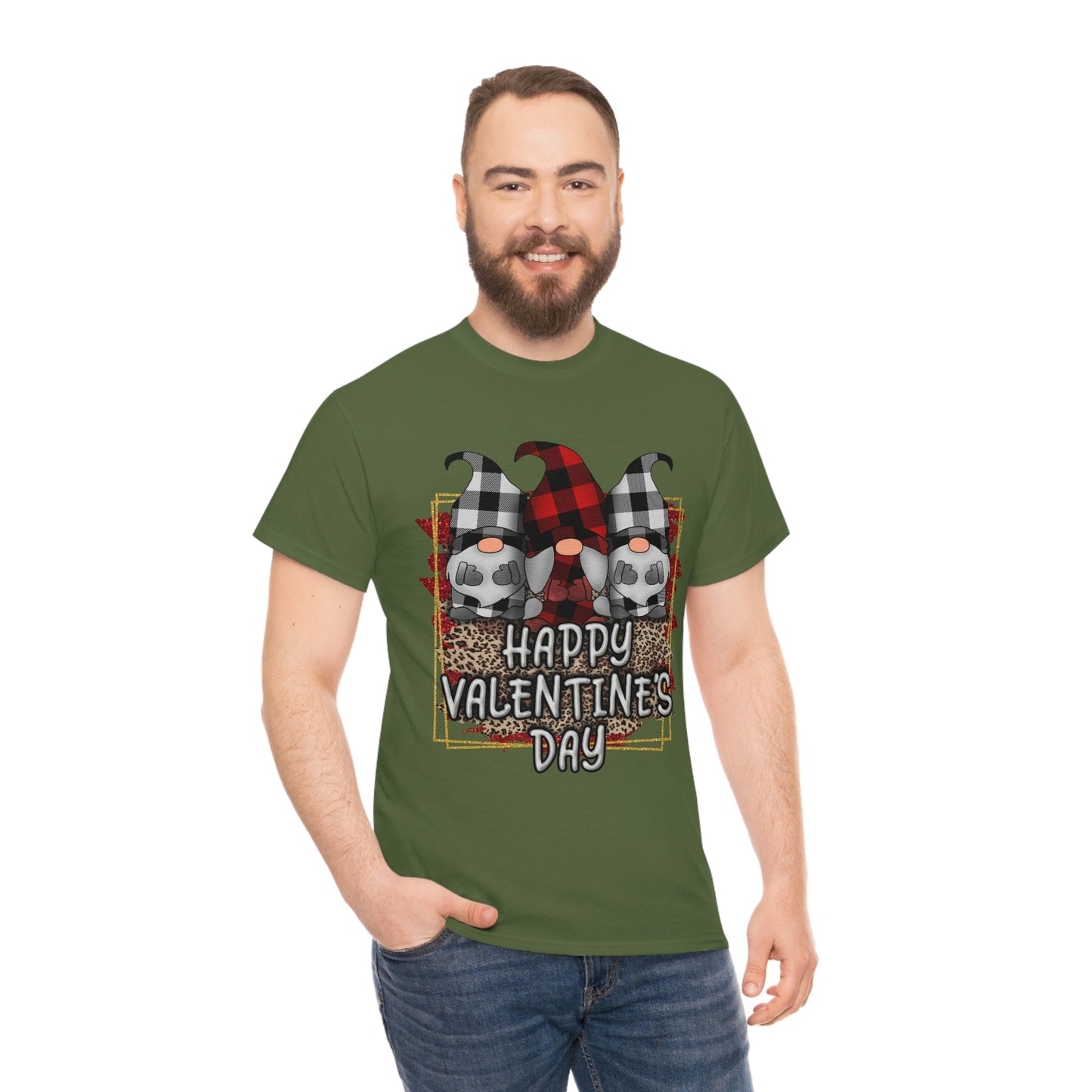 Gnome Buffalo Plaid Valentine Tshirt, Valentine Shirt, Gnome Shirt ,Unisex Heavy Cotton Tee