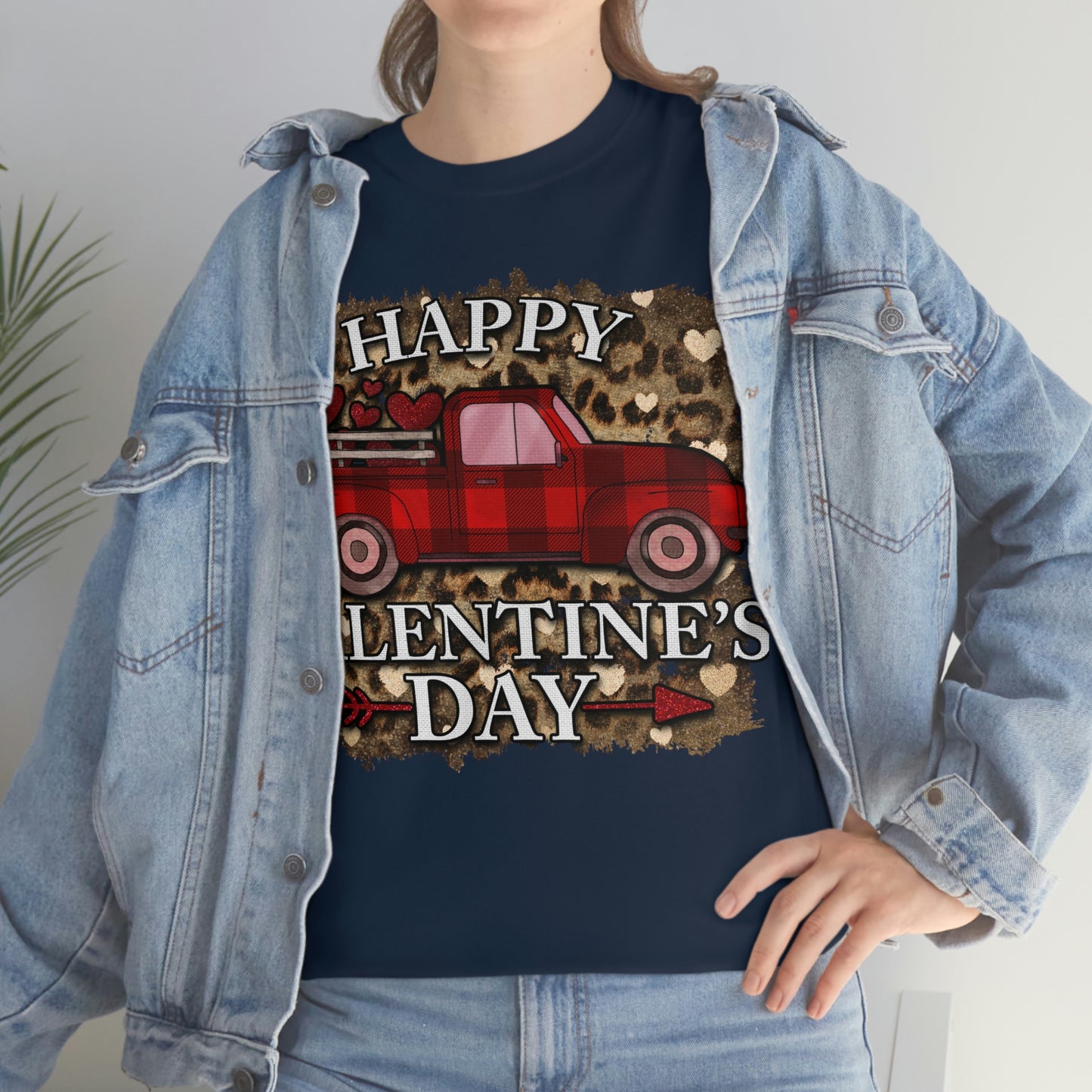 Happy Valentine Country Truck Shirt, Unisex Heavy Cotton Tee