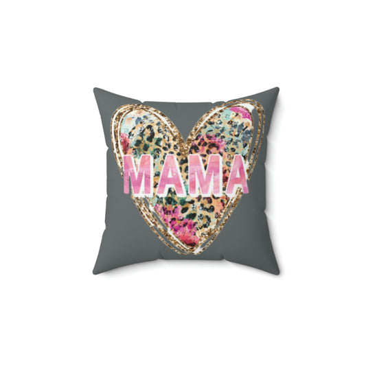 Valentine's day Pillow, Mother's Day Pillow, Mama Heart Spun Polyester Square Pillow