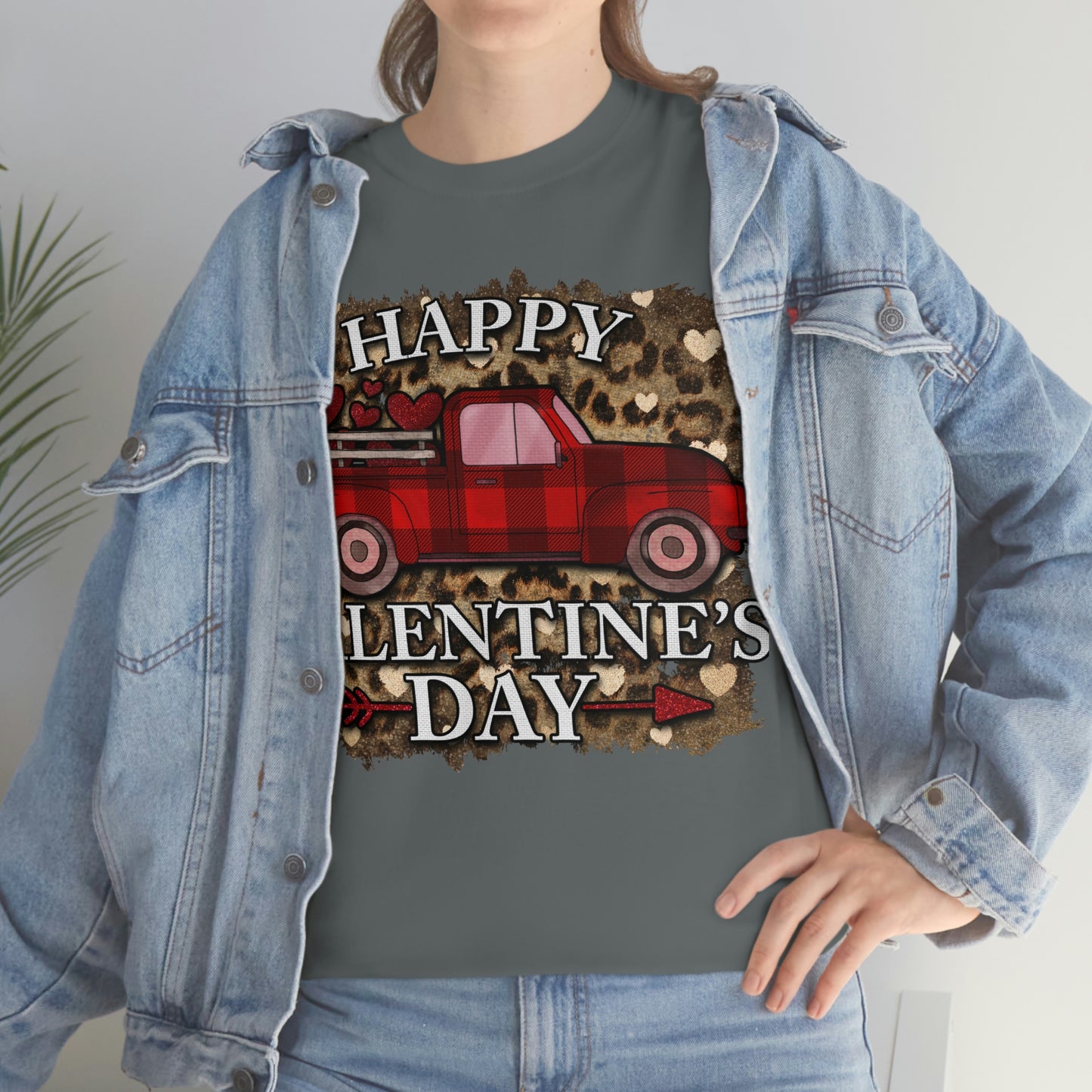 Happy Valentine Country Truck Shirt, Unisex Heavy Cotton Tee