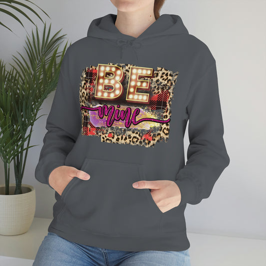 Be Mine Valentine Hoodie, Woman Valentine Gift, Leopard and Heart Be Mine Unisex Hooded Sweatshirt