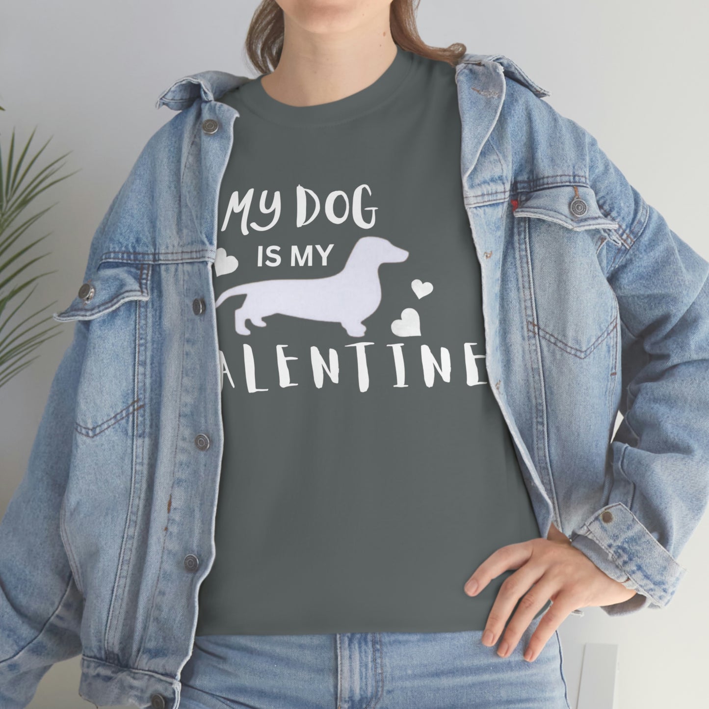 Dog Lover Valentine T shirt, My Dog is my Valentine Tshirt, Mom Dog Heart Tshirt, Pet lover Unisex Heavy Cotton Tee