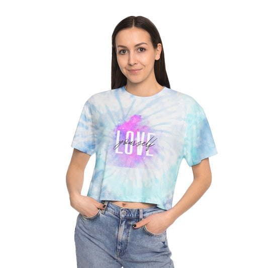 Love Yourself Women's Tie-Dye Crop Tee,Inspirational T Shirt, Woman Tshirt,