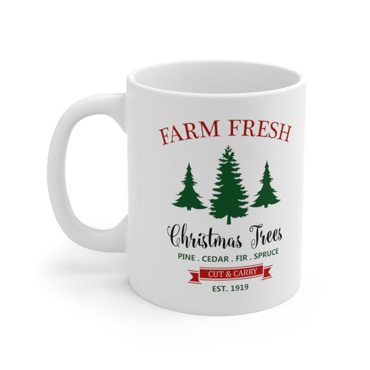 Christmas Mug,Farm Fresh Christmas Coffee Mug,Vintage Christmas Tree Mug,Funny Christmas Mug - Tumble Hills