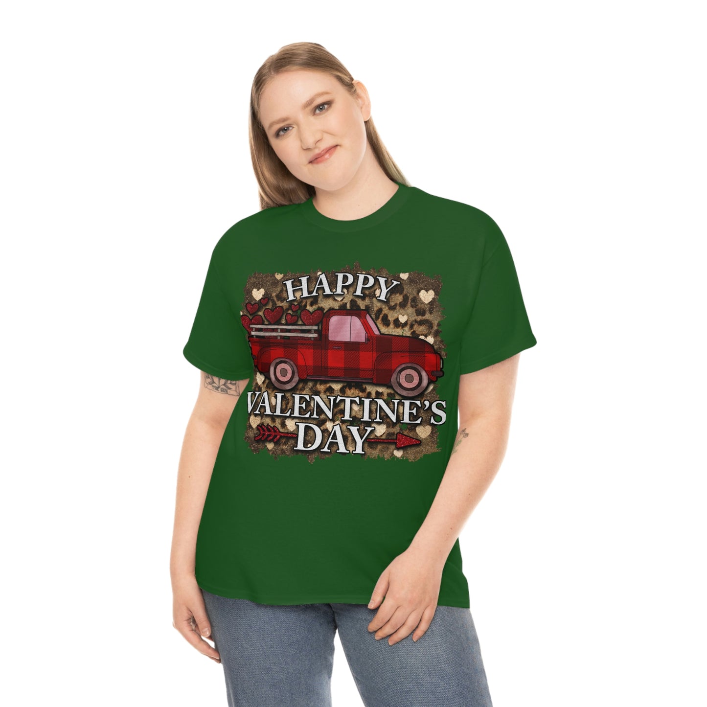 Happy Valentine Country Truck Shirt, Unisex Heavy Cotton Tee