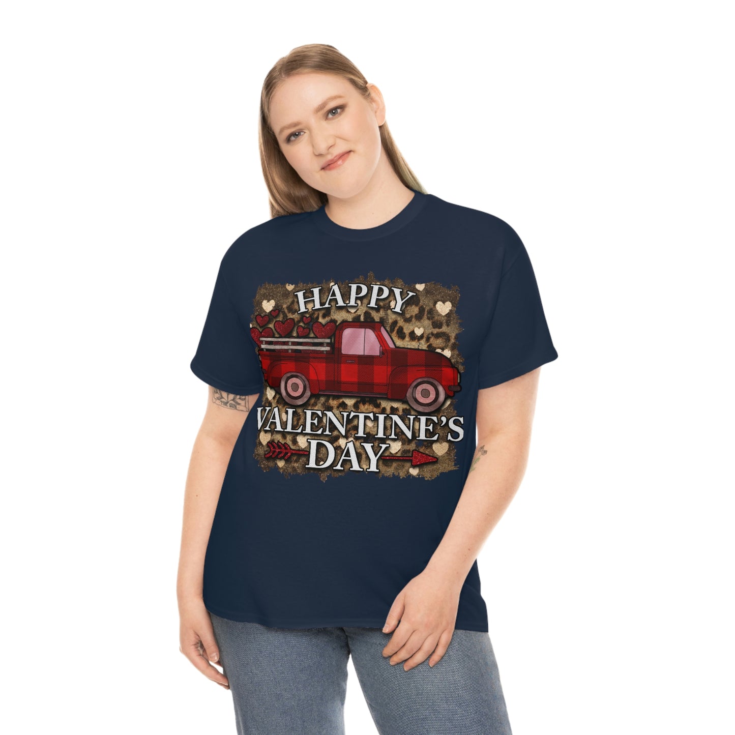 Happy Valentine Country Truck Shirt, Unisex Heavy Cotton Tee