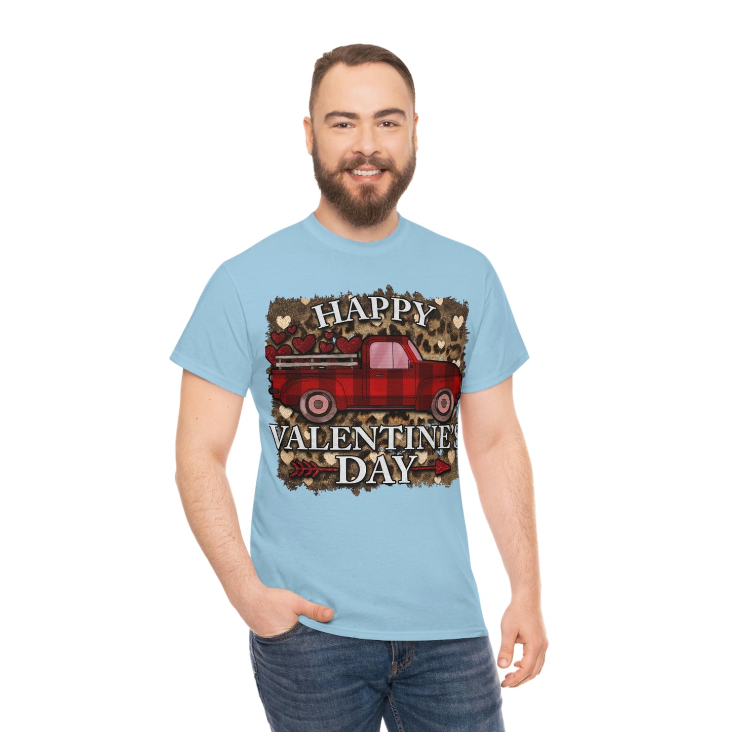 Happy Valentine Country Truck Shirt, Unisex Heavy Cotton Tee