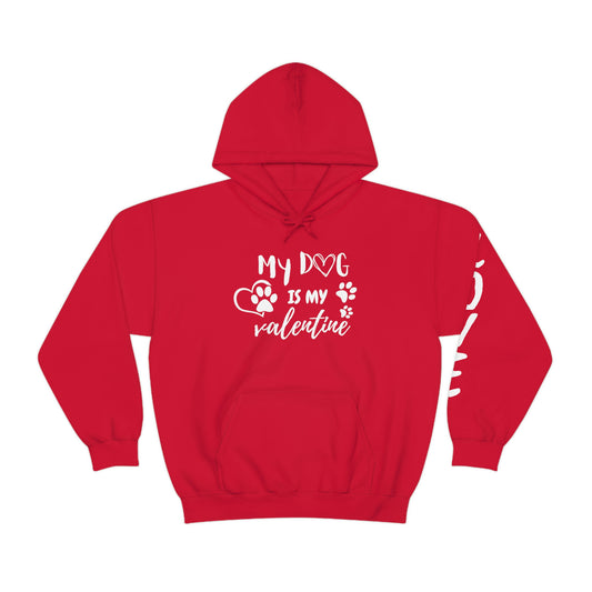 My Dog is my Valentine Heart Hoodie, Love on Sleeve, Momma Dog Hoodie, Valentine Hoodie for Woman, Heart and Paw Hoodie