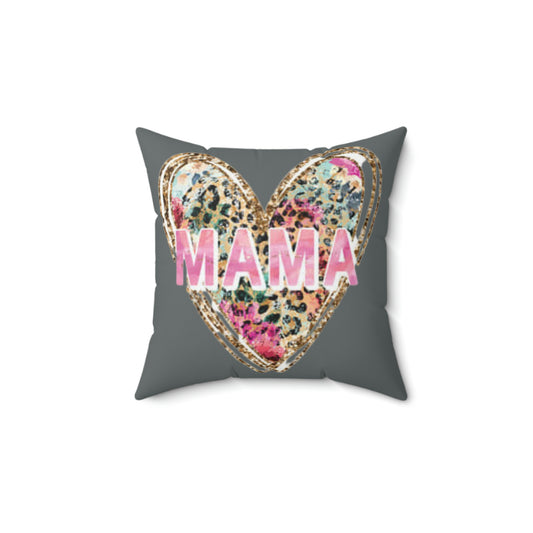 Valentine's day Pillow, Mother's Day Pillow, Mama Heart Spun Polyester Square Pillow