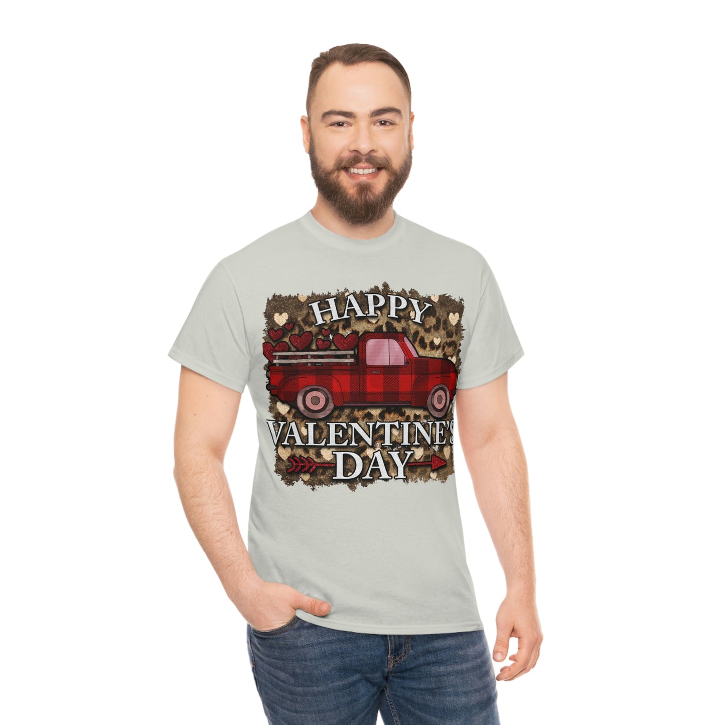 Happy Valentine Country Truck Shirt, Unisex Heavy Cotton Tee