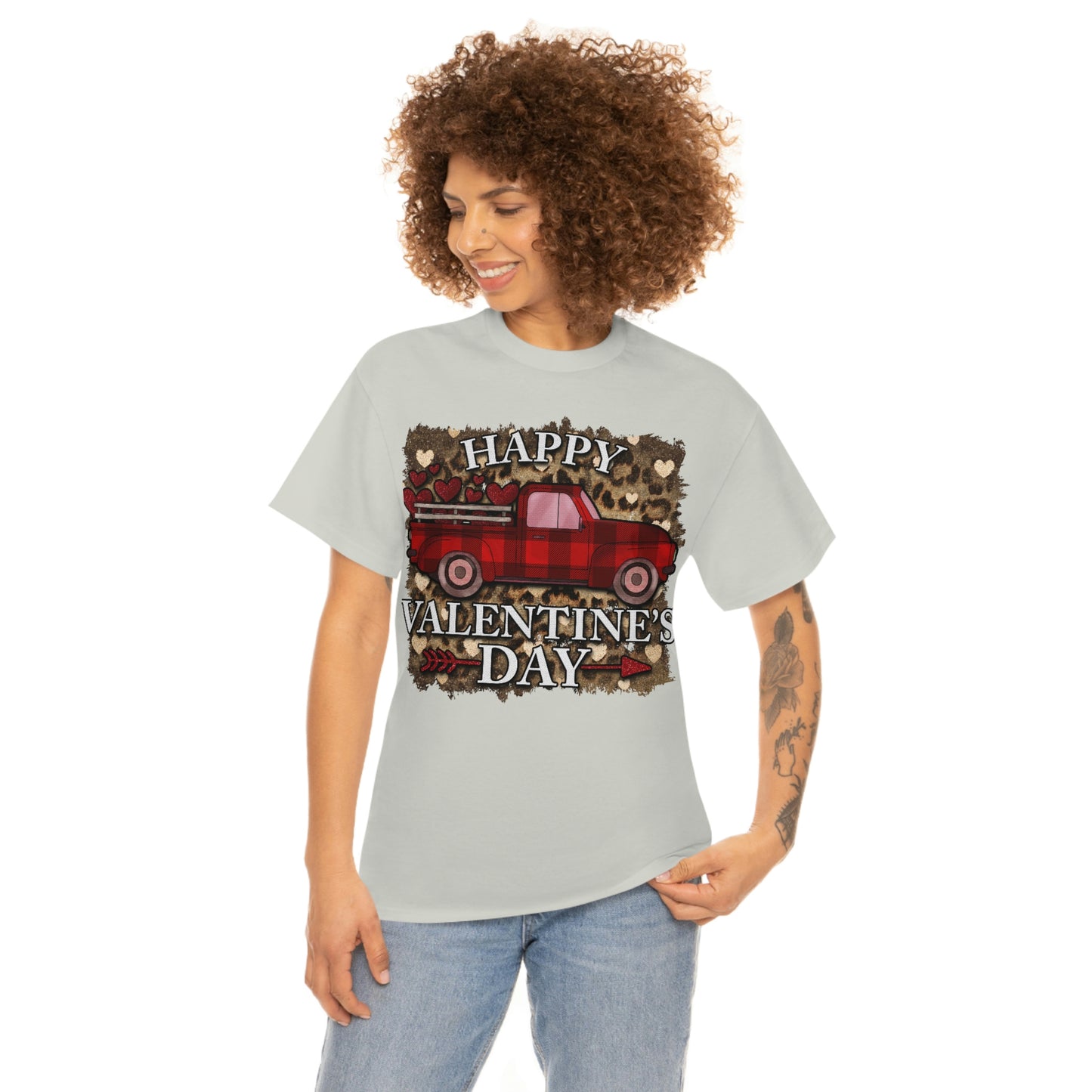 Happy Valentine Country Truck Shirt, Unisex Heavy Cotton Tee