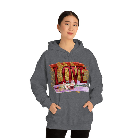 Love flowers arrows Unisex Heavy Blend™ Hooded Sweatshirt,Valentine Hoodie