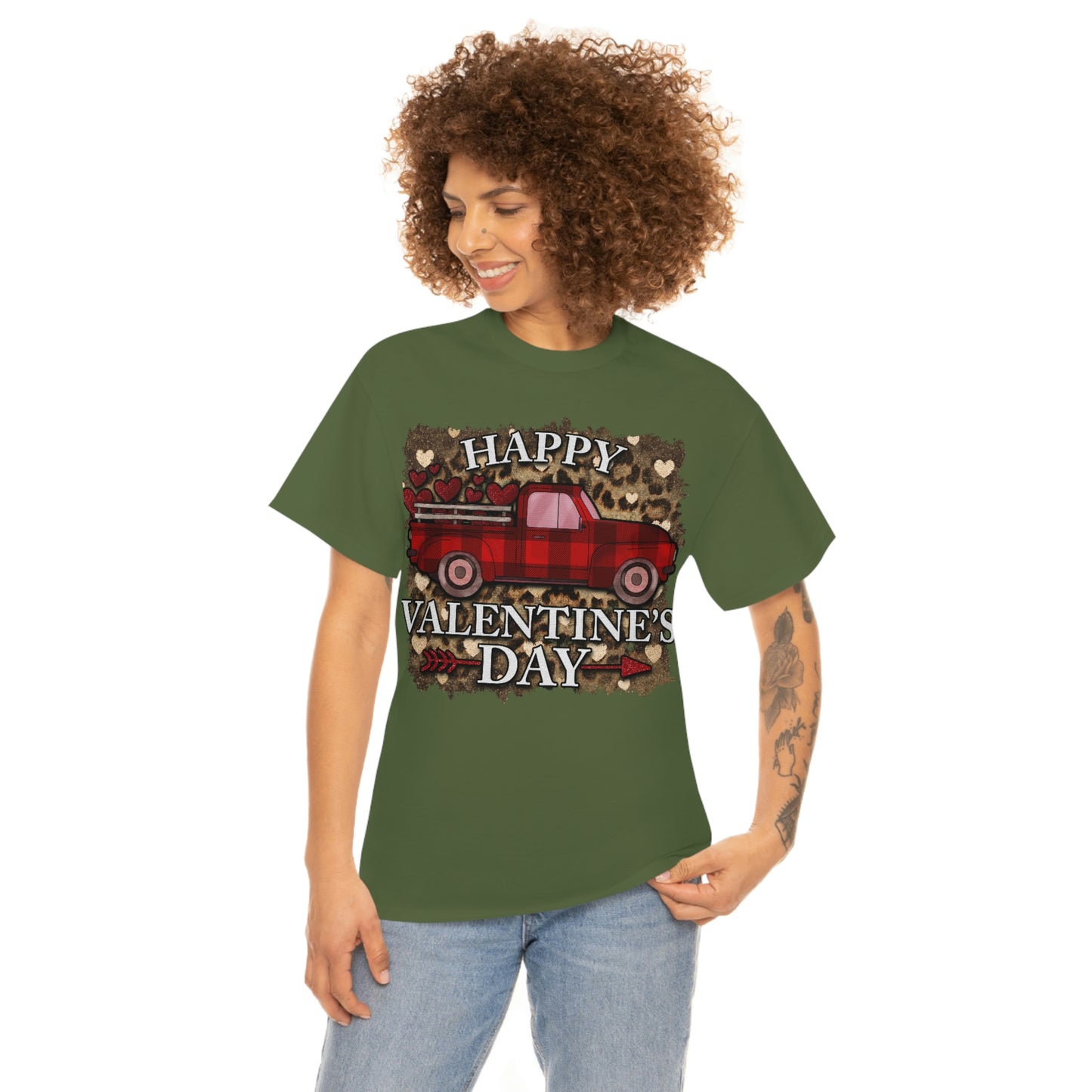 Happy Valentine Country Truck Shirt, Unisex Heavy Cotton Tee