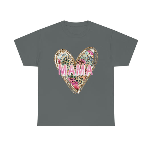 Mama Heart Valentine tshirt, Mom Heart Tshirt, Valentine Gift Unisex Heavy Cotton Tee