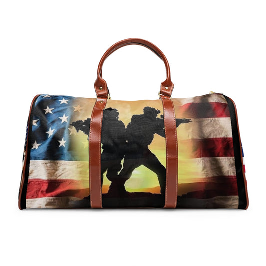 Patriotic Waterproof Travel Bag,USA travel Bag,Flag and Soldiers Travel Bag. freeshipping - Tumble Hills