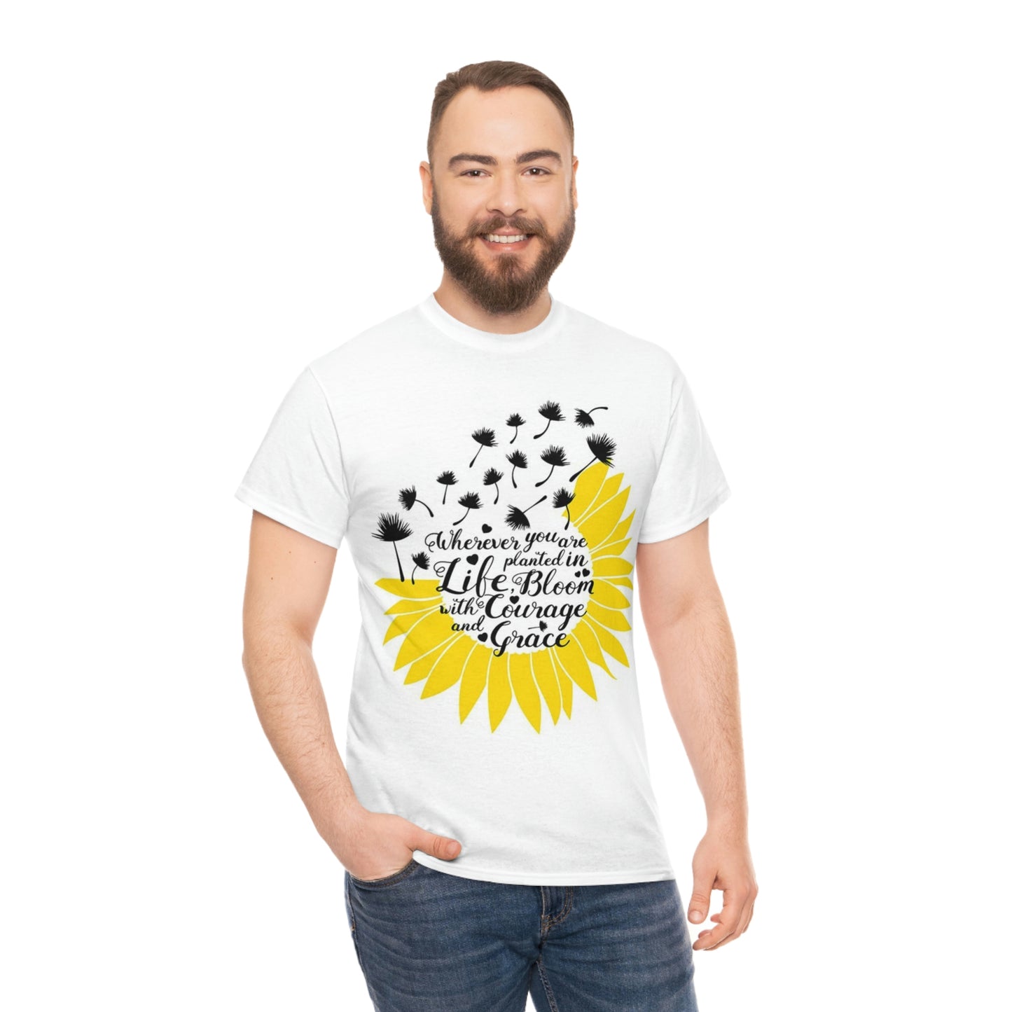 Sunflower Inspirational Shirt, Mother's day, Woman Shirt, Unisex Heavy Cotton Tee