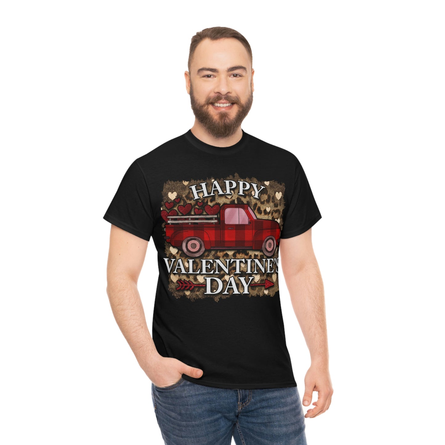 Happy Valentine Country Truck Shirt, Unisex Heavy Cotton Tee