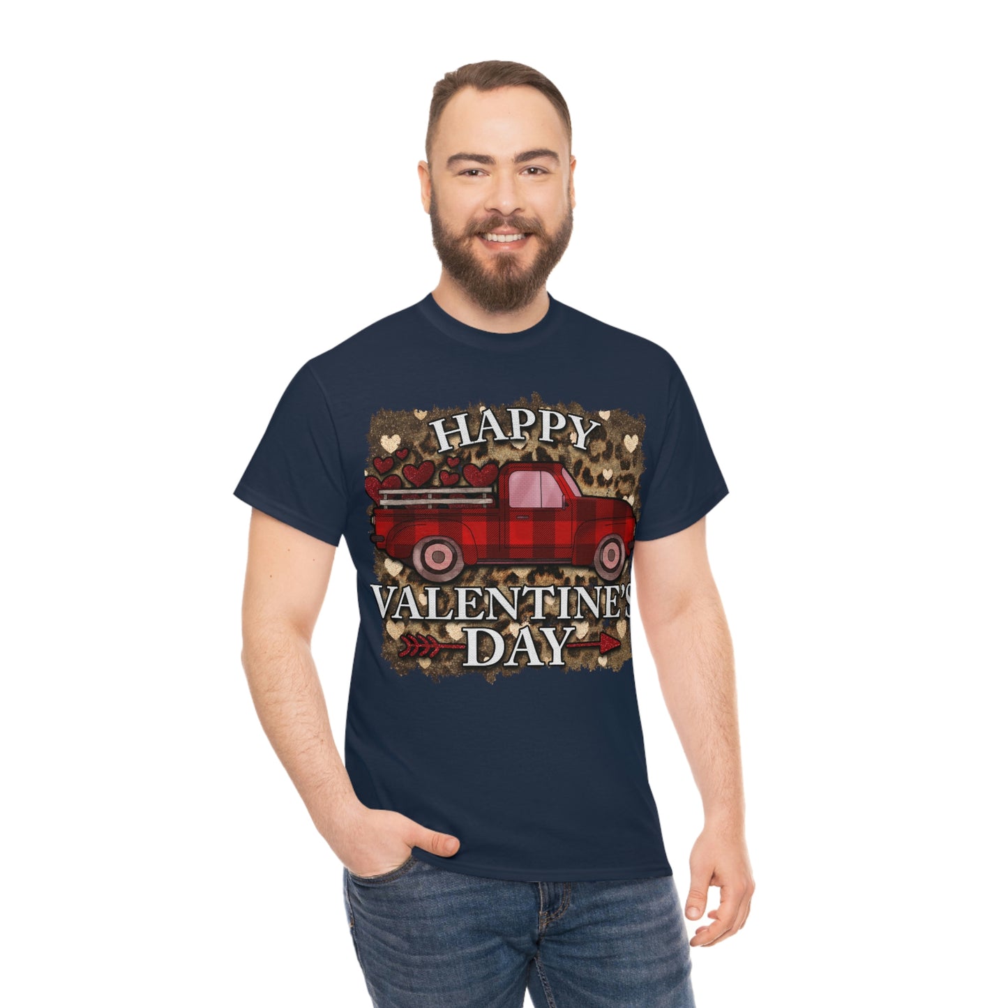 Happy Valentine Country Truck Shirt, Unisex Heavy Cotton Tee