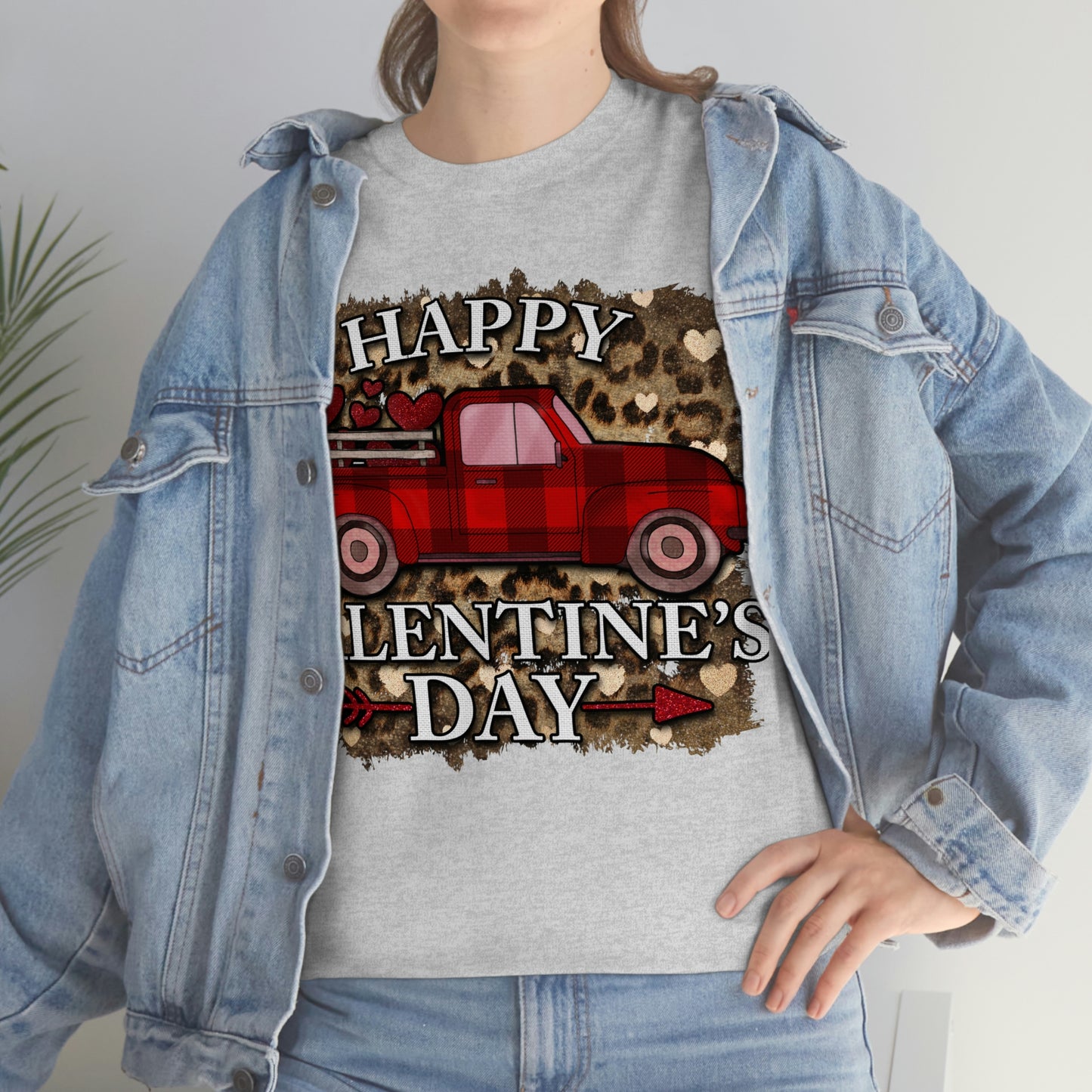 Happy Valentine Country Truck Shirt, Unisex Heavy Cotton Tee