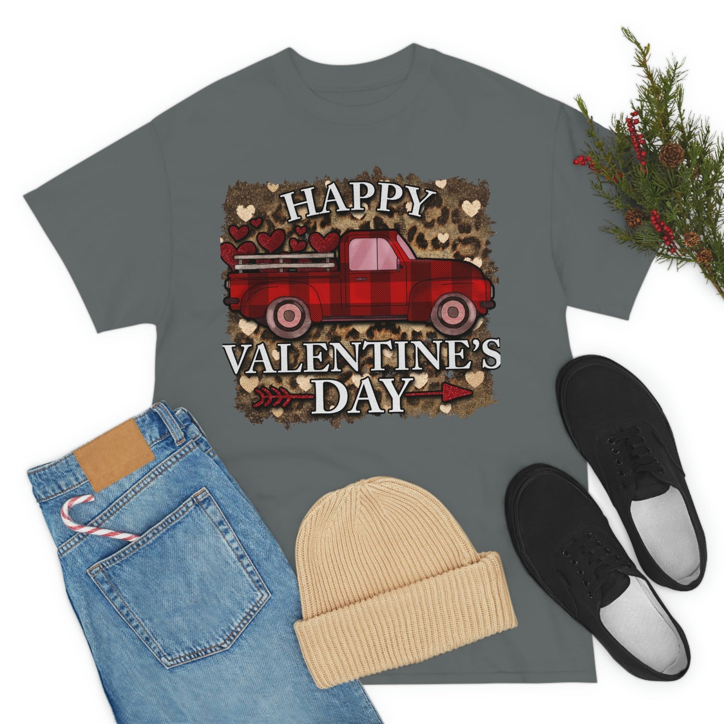 Happy Valentine Country Truck Shirt, Unisex Heavy Cotton Tee