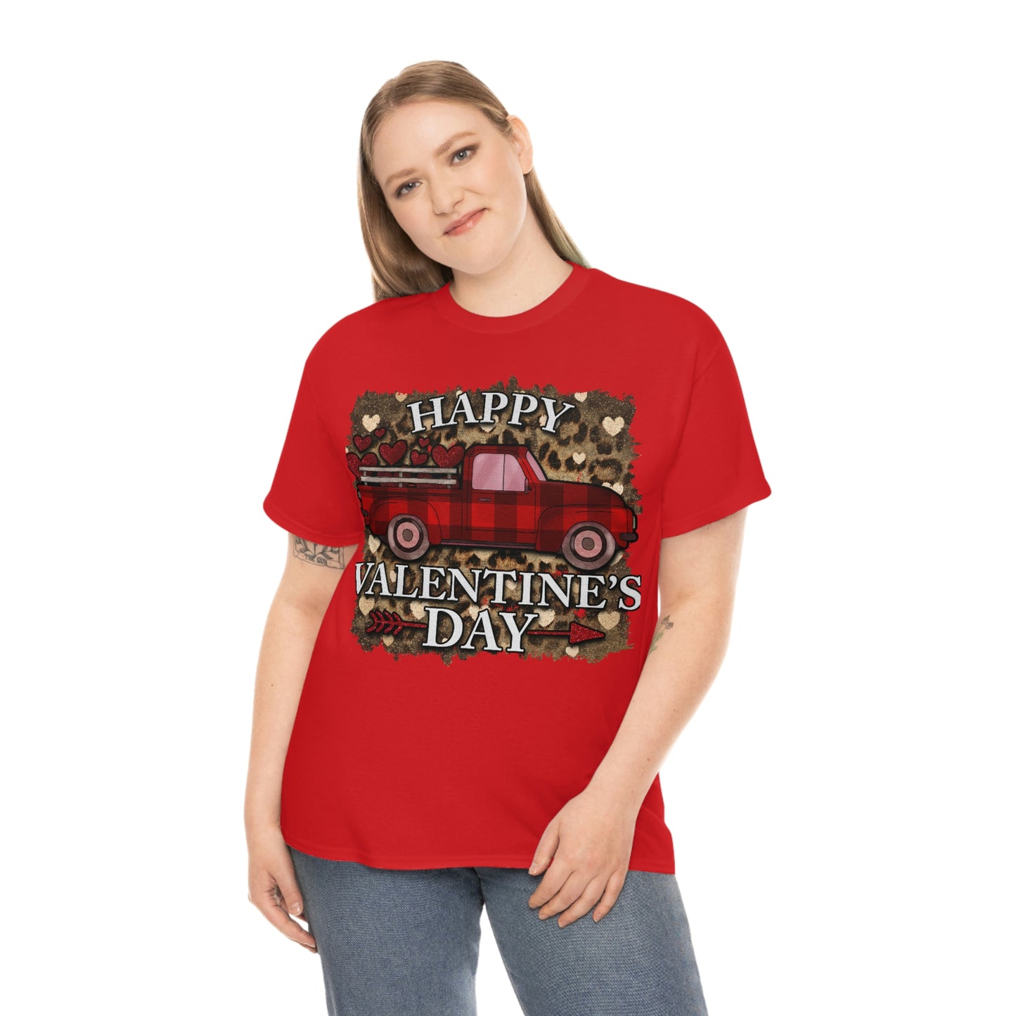 Happy Valentine Country Truck Shirt, Unisex Heavy Cotton Tee