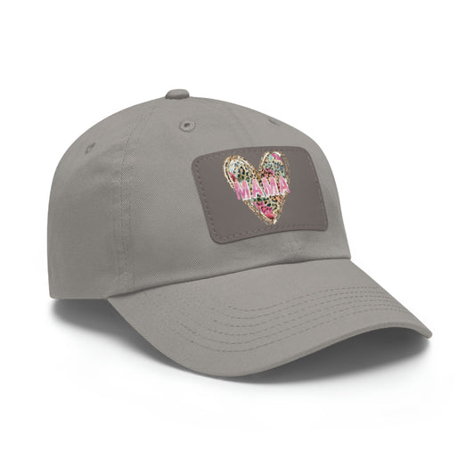 Valentine Mama Heart Baseball Hat, Heart Mama  Hat with Leather Patch, Mother's day Hat