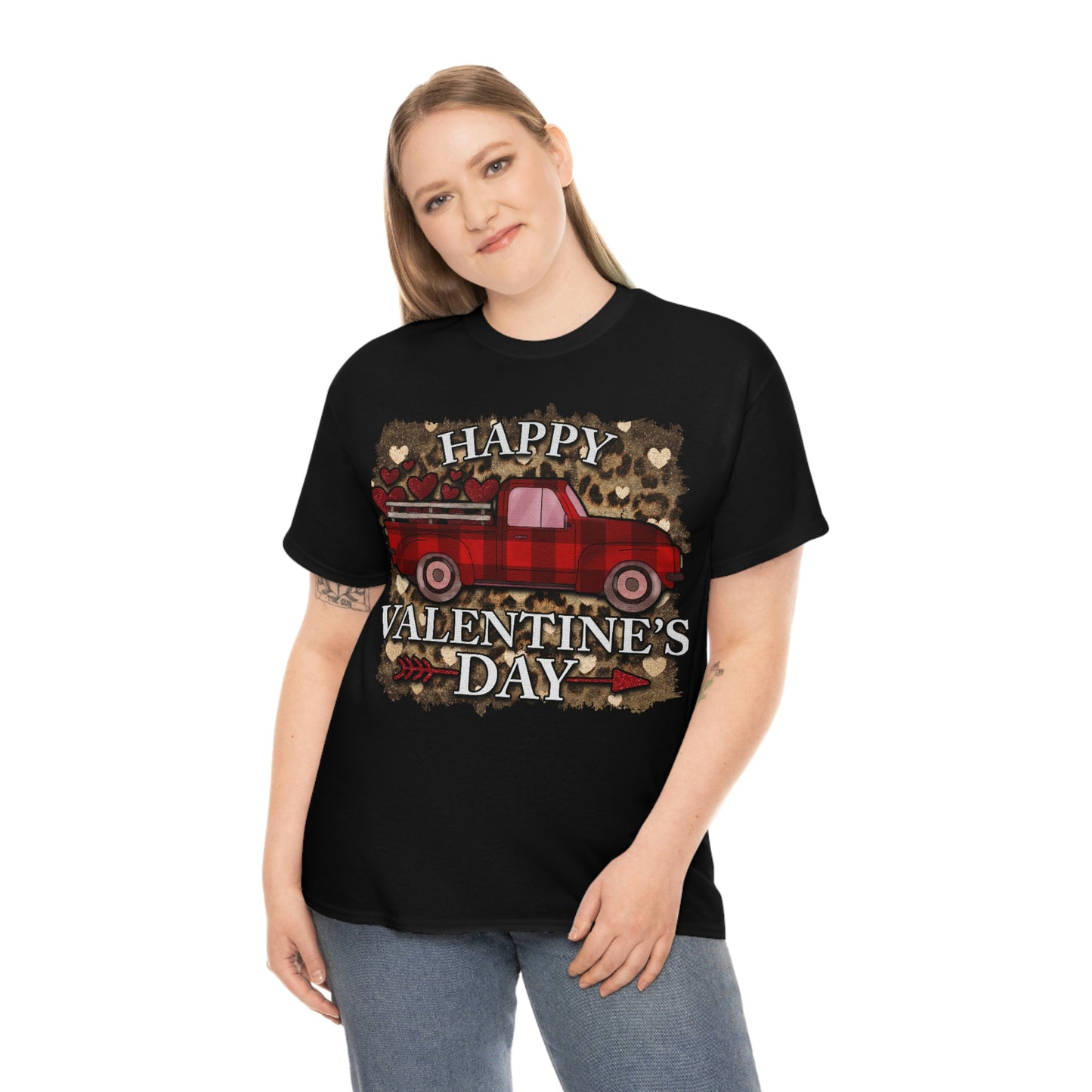 Happy Valentine Country Truck Shirt, Unisex Heavy Cotton Tee