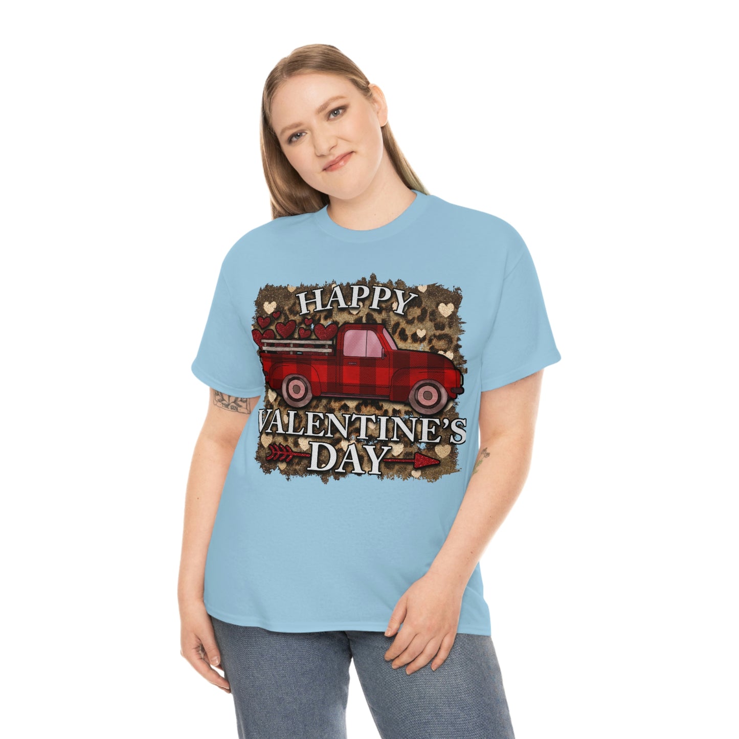 Happy Valentine Country Truck Shirt, Unisex Heavy Cotton Tee