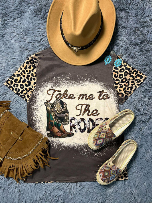 Take Me To The Rodeo Print T-Shirt, Western Cowboy Style Raglan Sleeve Casual Top For Spring & Summer, Women's Clothing