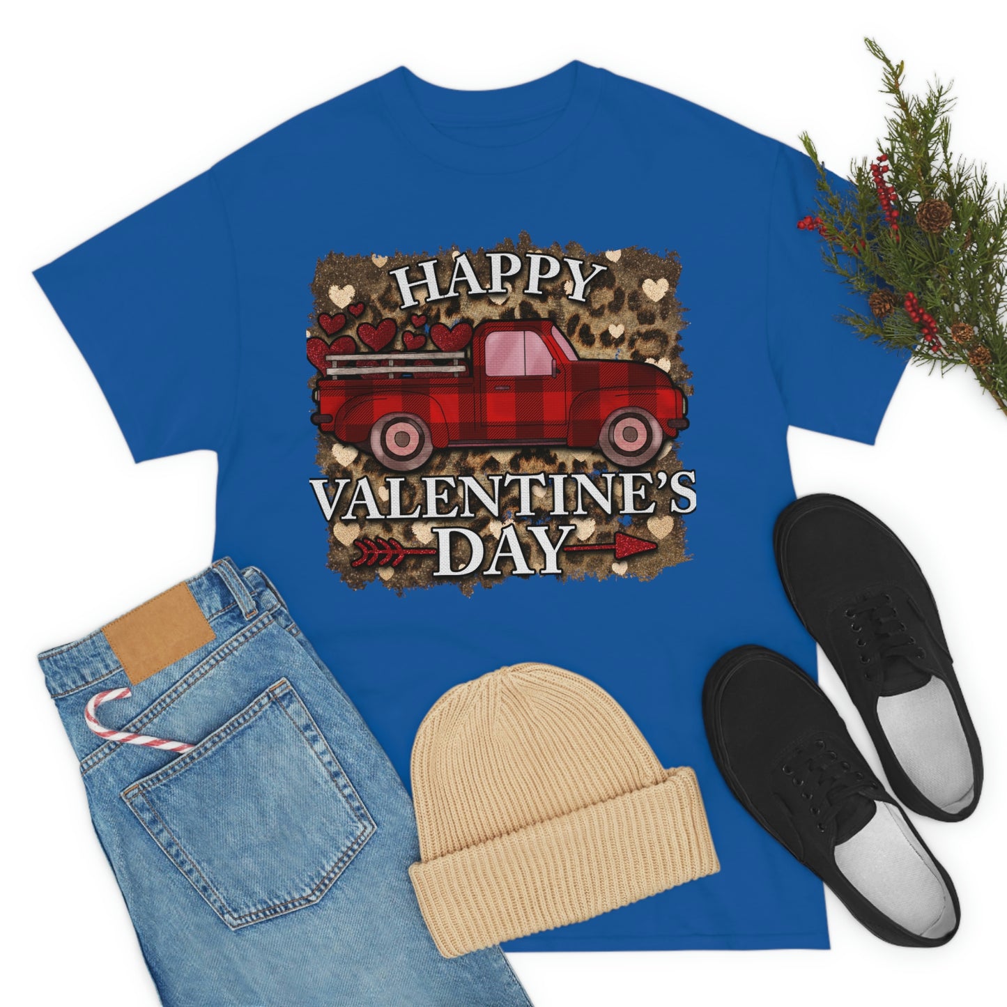 Happy Valentine Country Truck Shirt, Unisex Heavy Cotton Tee