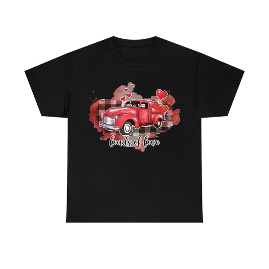 Loads of love Tshirt , Valentine Truck Tee, Country Plaid Heart Tee, Unisex Heavy Cotton Tee