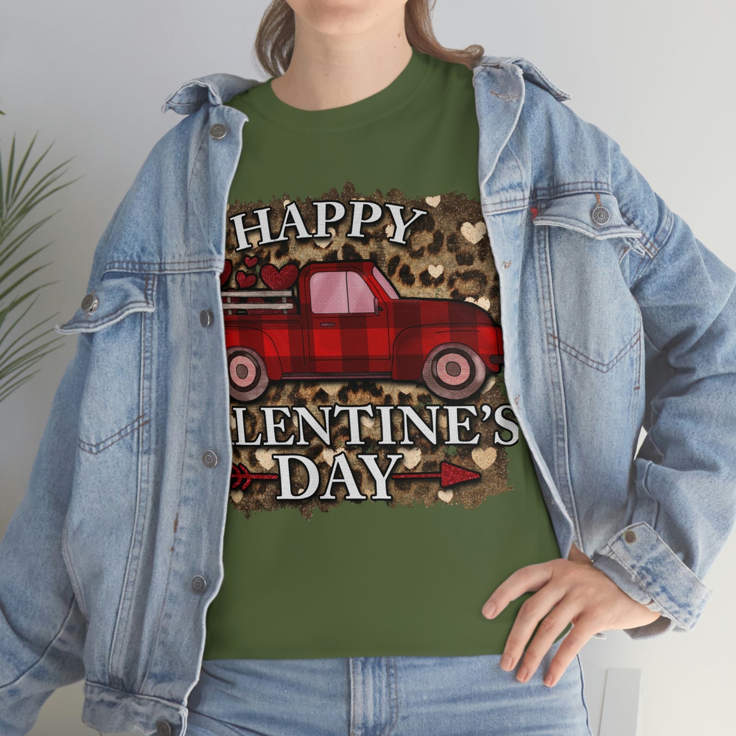 Happy Valentine Country Truck Shirt, Unisex Heavy Cotton Tee