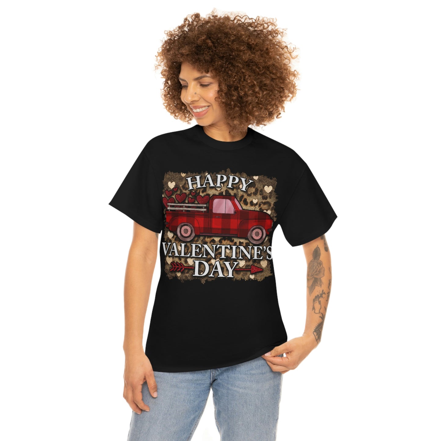 Happy Valentine Country Truck Shirt, Unisex Heavy Cotton Tee