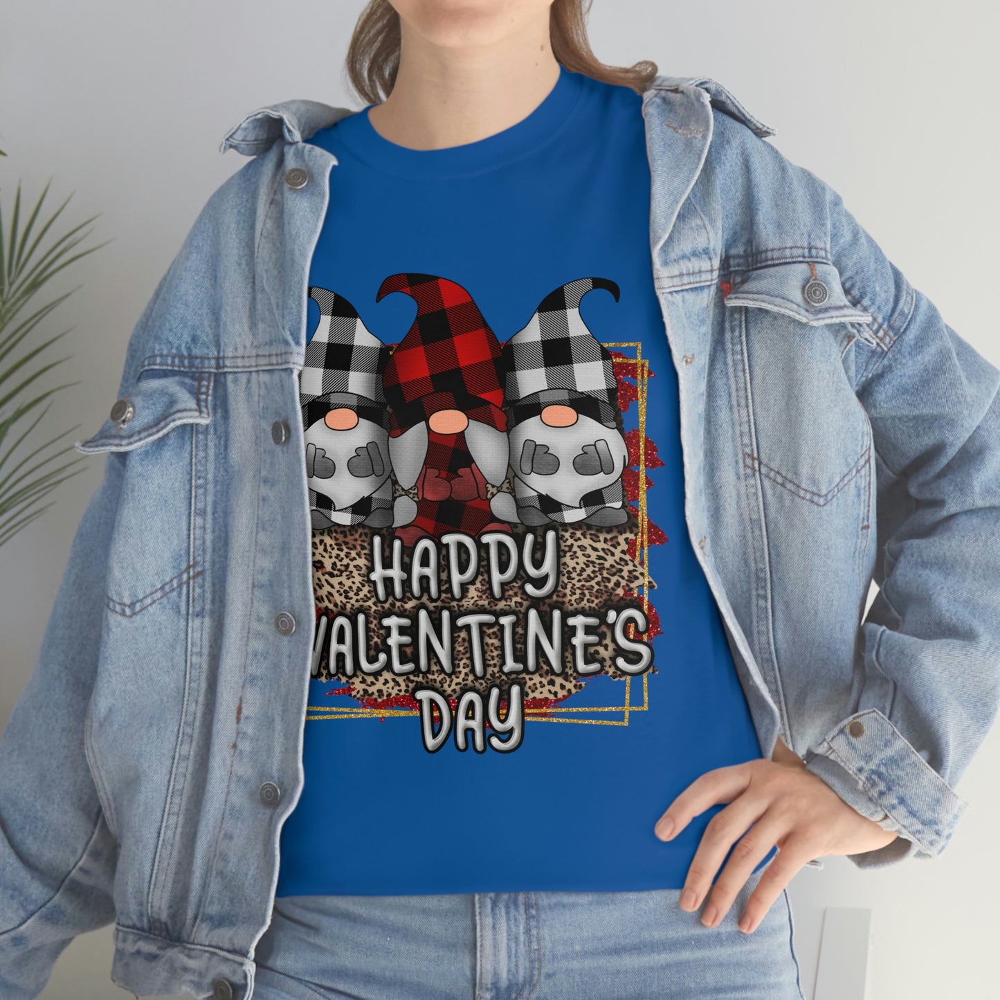 Gnome Buffalo Plaid Valentine Tshirt, Valentine Shirt, Gnome Shirt ,Unisex Heavy Cotton Tee