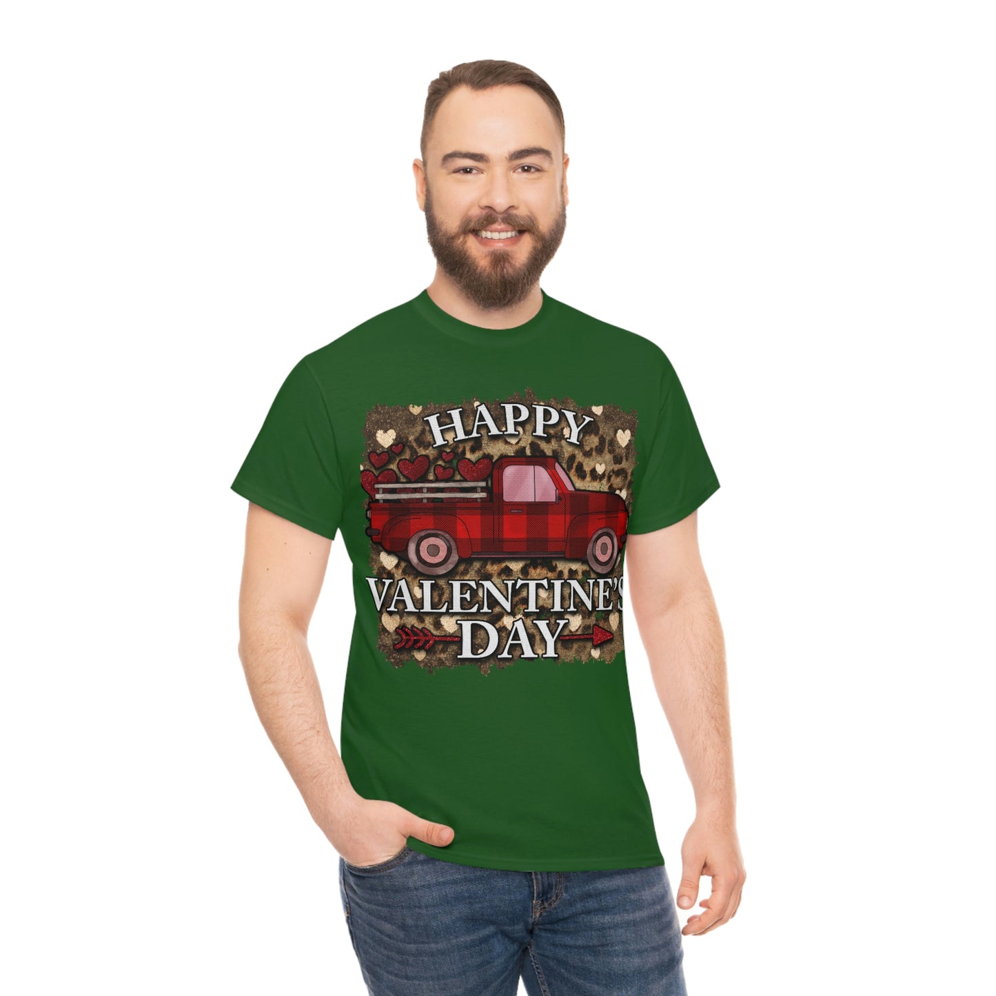 Happy Valentine Country Truck Shirt, Unisex Heavy Cotton Tee