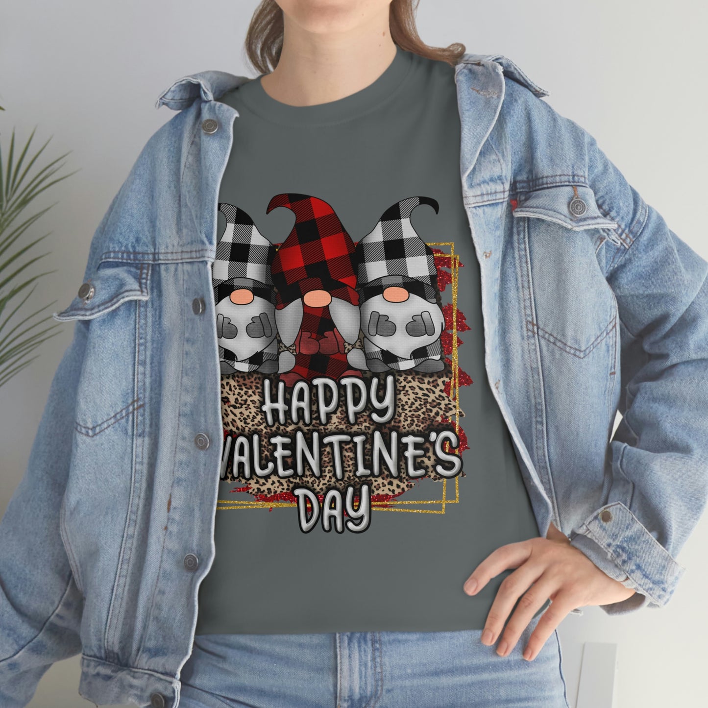 Gnome Buffalo Plaid Valentine Tshirt, Valentine Shirt, Gnome Shirt ,Unisex Heavy Cotton Tee