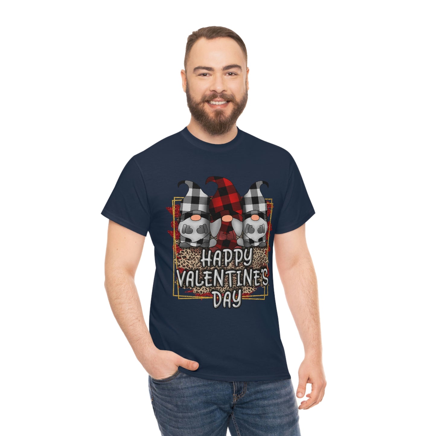 Gnome Buffalo Plaid Valentine Tshirt, Valentine Shirt, Gnome Shirt ,Unisex Heavy Cotton Tee