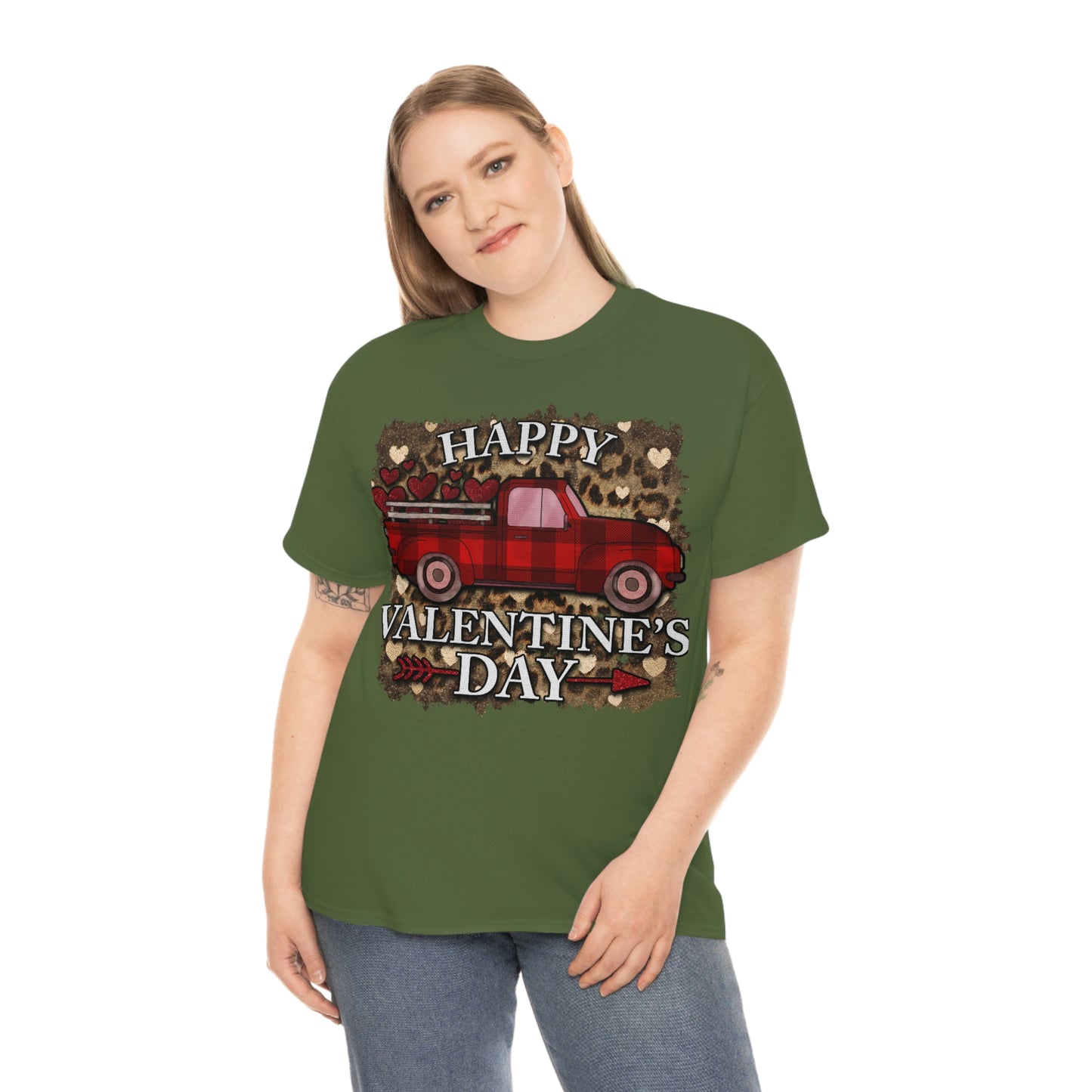 Happy Valentine Country Truck Shirt, Unisex Heavy Cotton Tee