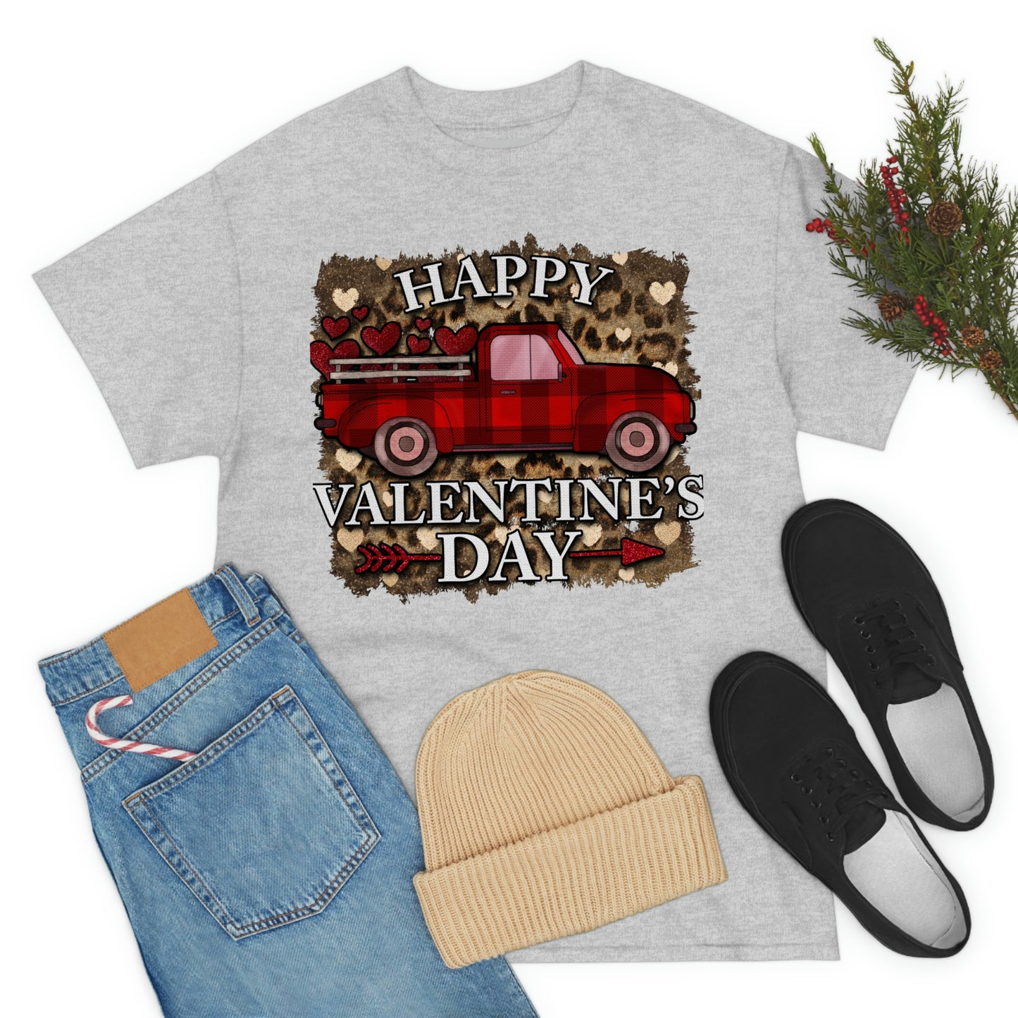 Happy Valentine Country Truck Shirt, Unisex Heavy Cotton Tee