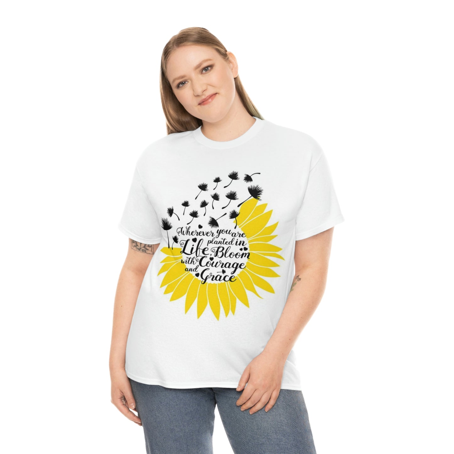 Sunflower Inspirational Shirt, Mother's day, Woman Shirt, Unisex Heavy Cotton Tee