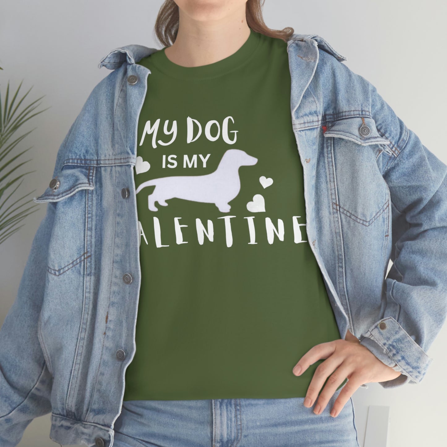 Dog Lover Valentine T shirt, My Dog is my Valentine Tshirt, Mom Dog Heart Tshirt, Pet lover Unisex Heavy Cotton Tee