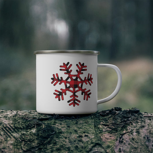 Christmas Camping Mug, Buffalo Plaid Snowflake Enamel Camping Mug, Christmas Mug,Christmas Gift - Tumble Hills